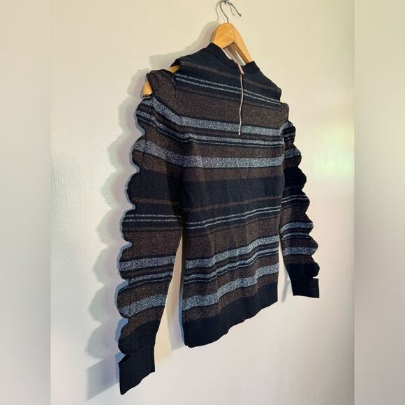 SALE! Black Stripe Ted Baker Bow Cutout Sleeve Sweater Size 1 (4) NWT - Picture 4 of 5